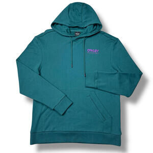 Oakley Factory Pilot Hoodie Teal Green Pullover Size M Regular Fit Fleece Casual